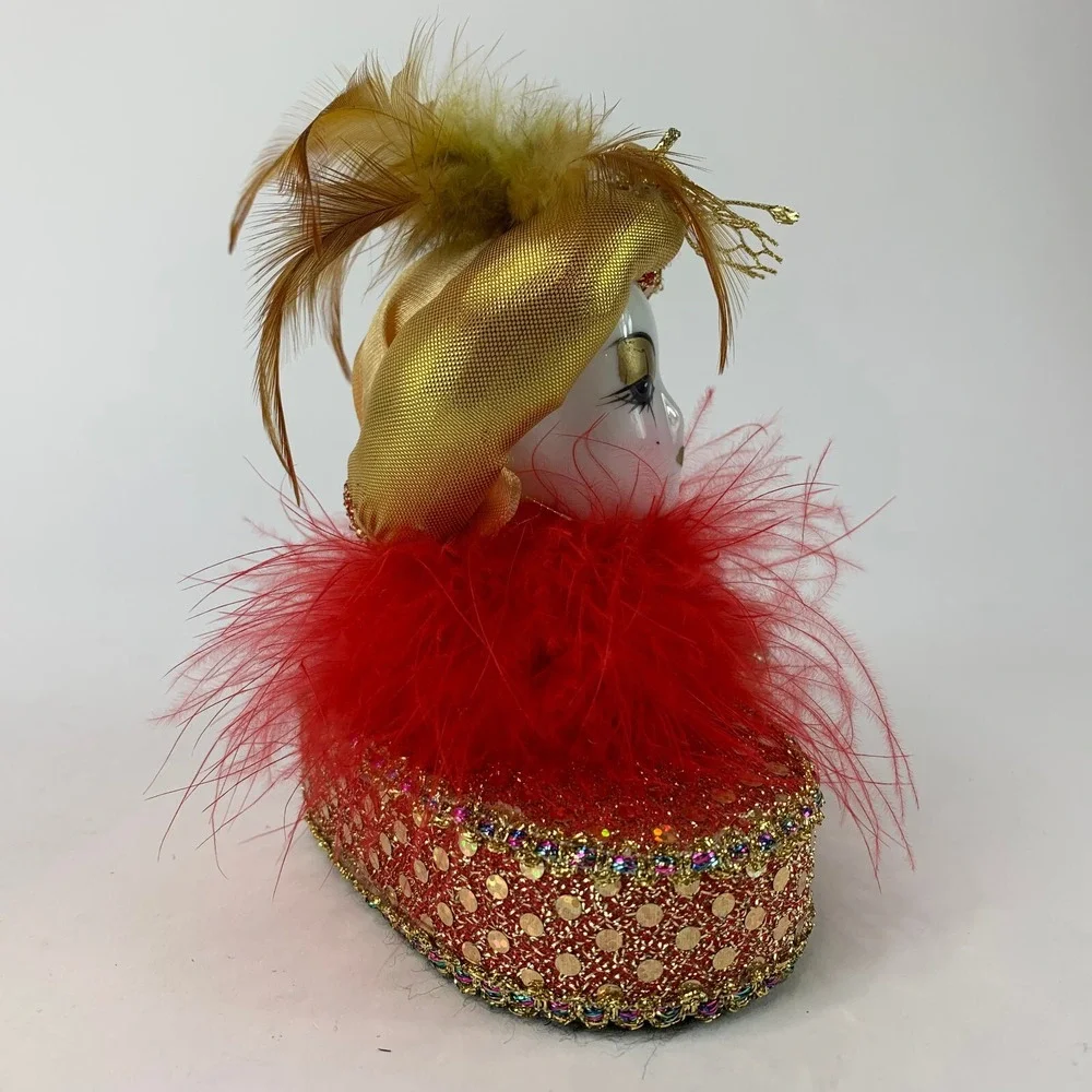 Head on Heart Platform Mardi Gras Porcelain Hand Painted Head Shelf Home Decor